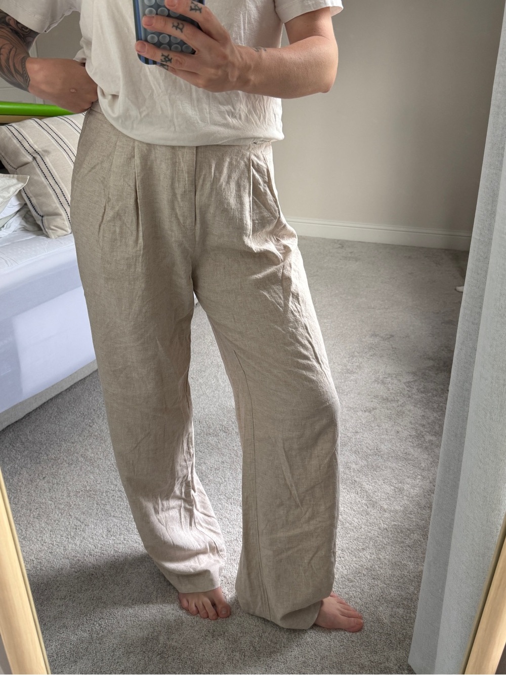 GAP Natural Beige Linen Blend Trousers